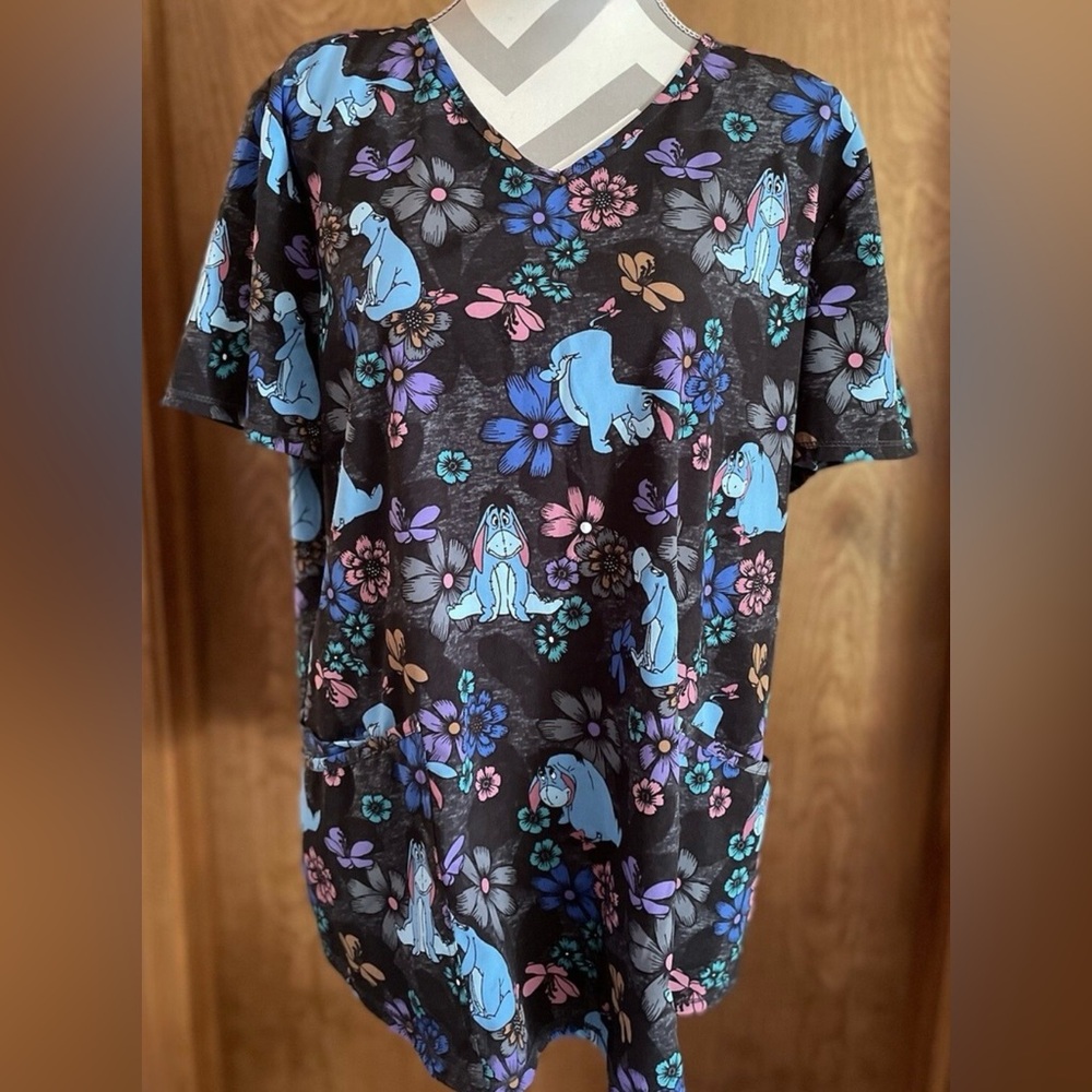 Eeyore Disney Scrub Top - Black and Blue - Picture 2 of 10
